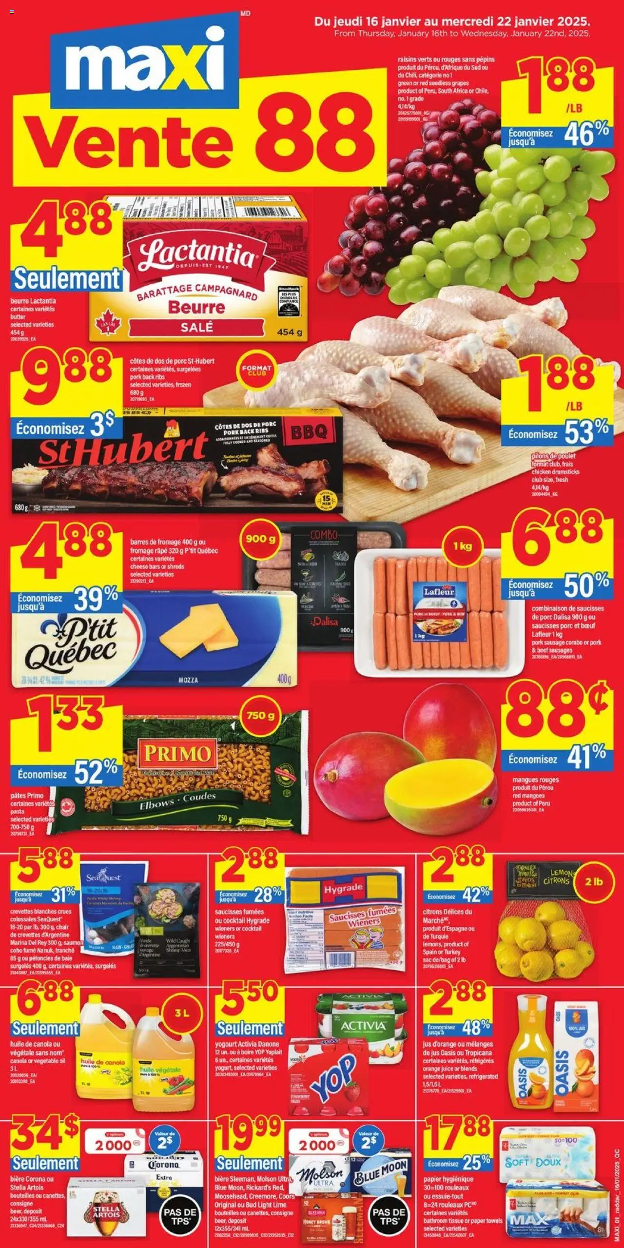 Maxi weekly flyer / circulaire from Jan 16, 2025 > weekly specials & deals