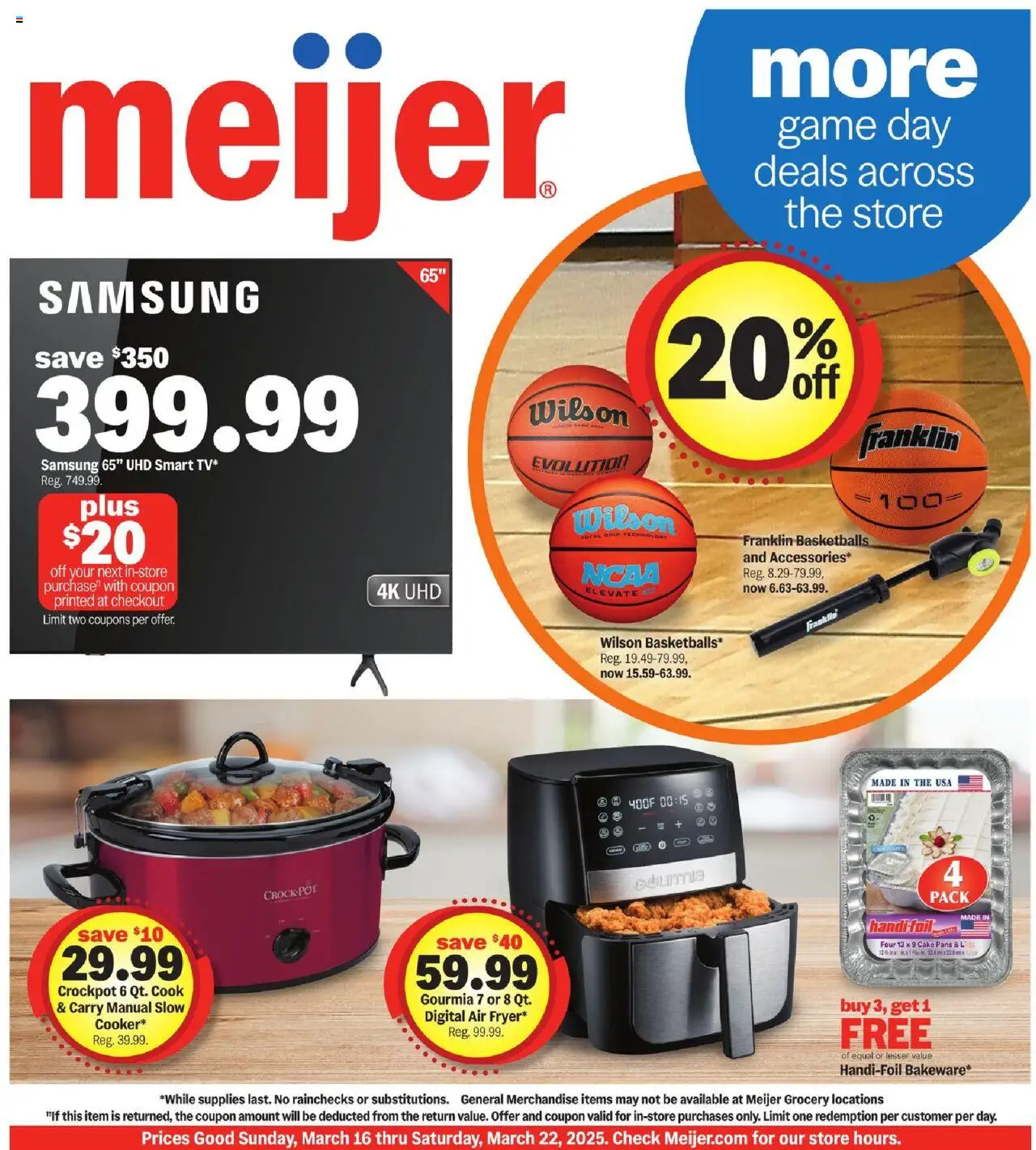 MEIJER AD from 03/16/2025 - More game day deals across the store - PREVIEW - Page number 1 - Game