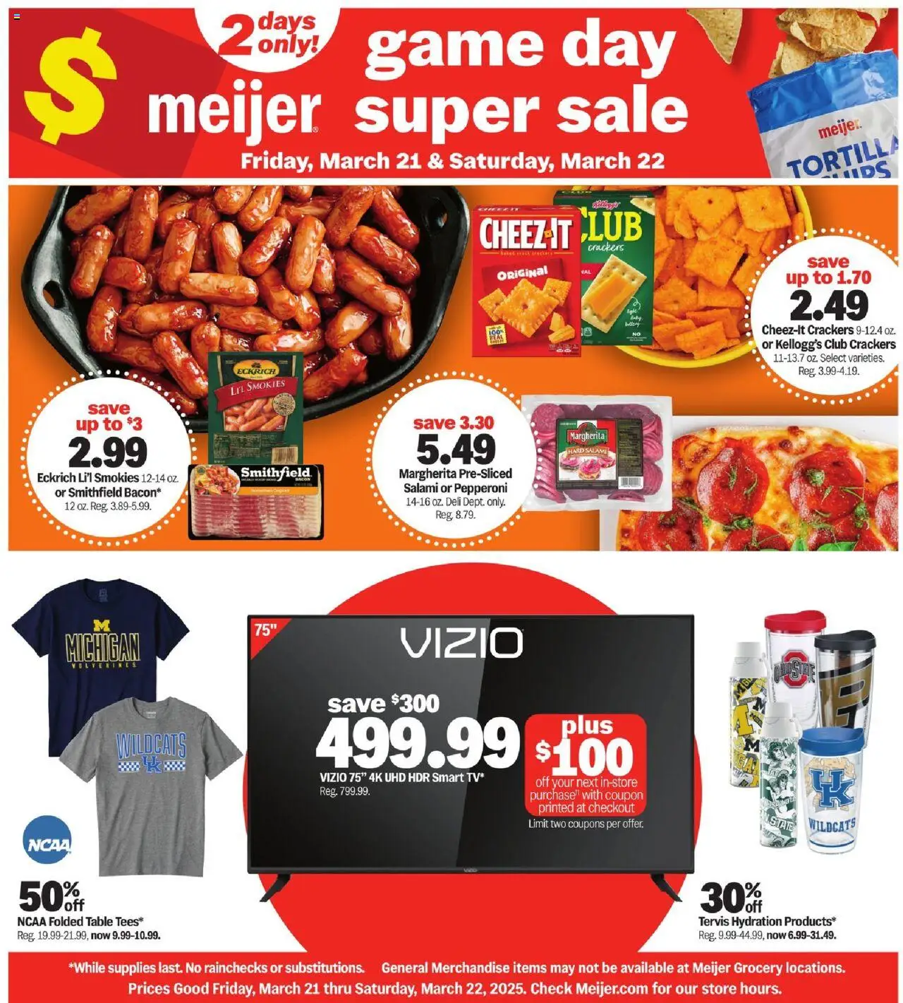 MEIJER AD from 03/21/2025 - Super Sale - PREVIEW - Page number 1 - Salami, Game, Table, Crackers