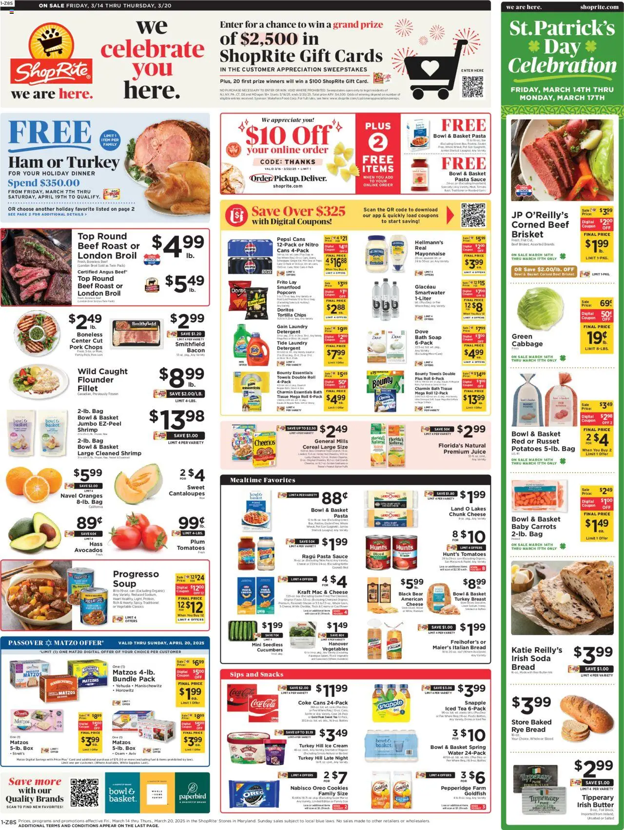 ShopRite Circular from 03/14/2025 >> Weekly Ad, flyer - Page number 1 - Beef, Chips, Vegetables, Mayonnaise, Garlic, Cabbage, Box, Cantaloupes