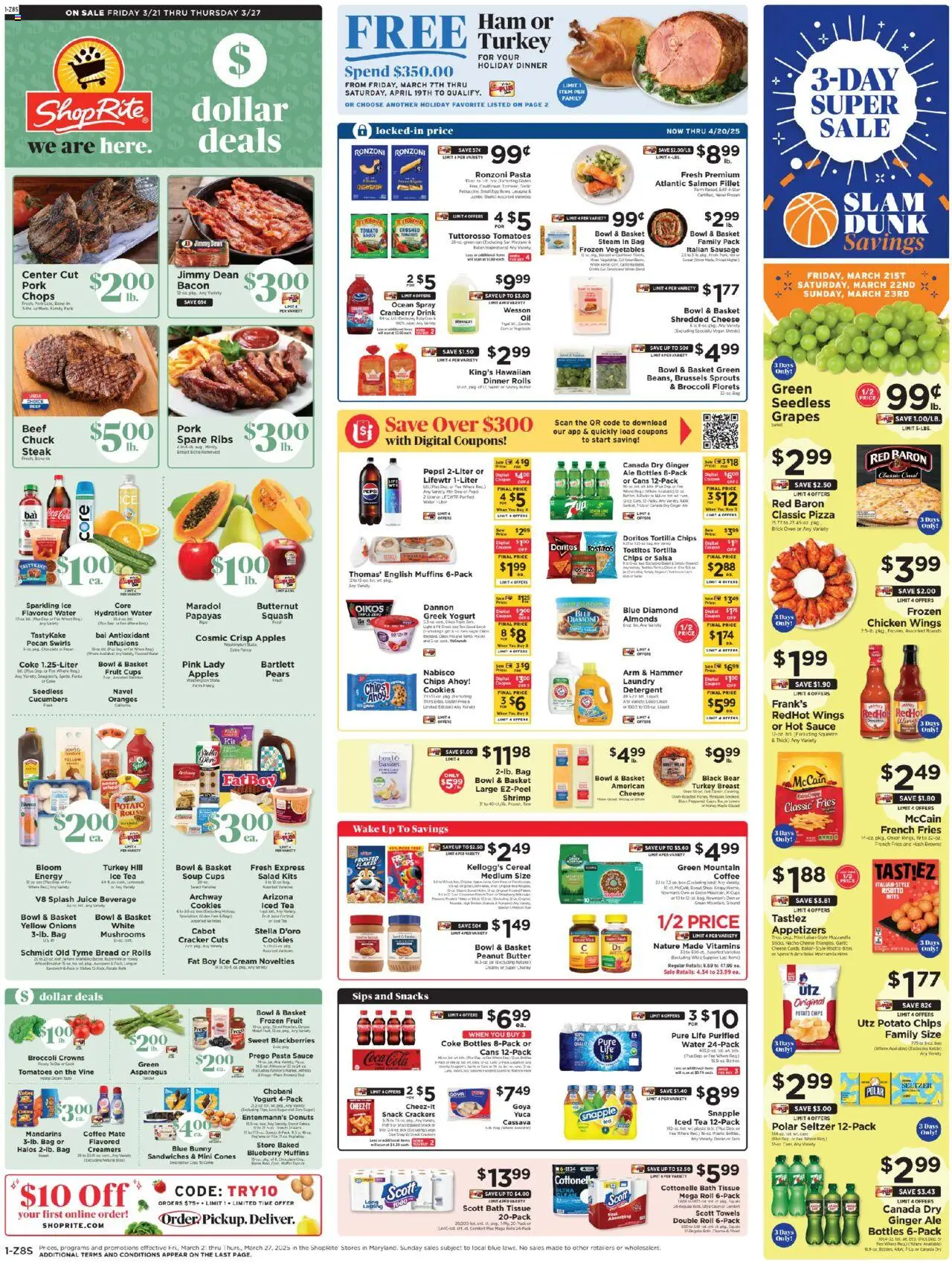 ShopRite Circular from 03/20/2025 >> Weekly Ad, flyer - Page number 1 - Bread, Tea, Cookies, Ice cream, Pc, Asparagus, Turkey, Ice